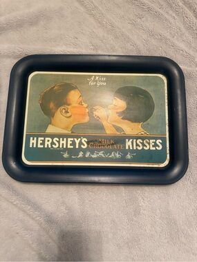 Vintage 1974 Hershey’s Kisses Tray Chocolate And Cocoa Back A Kiss For You Metal